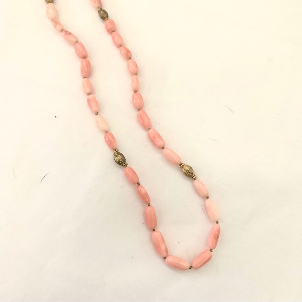 Coral Gems with antique brass accent beads